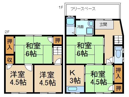 寝屋川市成田町貸家 1階の物件間取画像