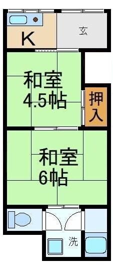 寝屋川市池田１丁目アパート 2階の物件間取画像