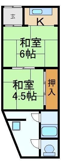 寝屋川市池田１丁目アパート 2階の物件間取画像