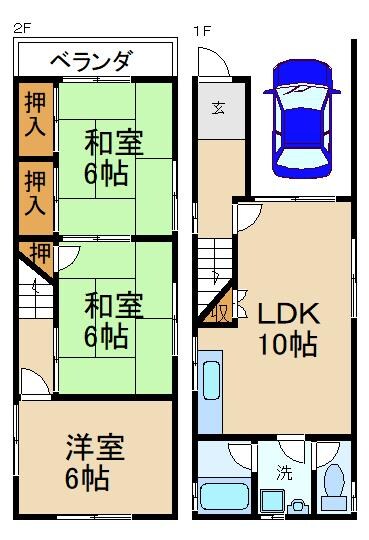 萱島駅 徒歩17分 1階の物件間取画像