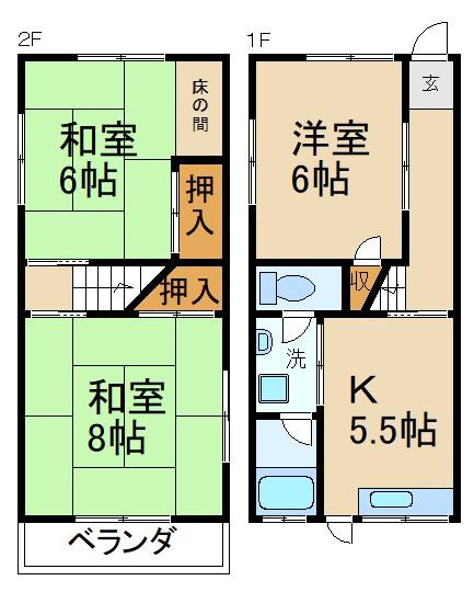 長尾駅 徒歩17分 1階の物件間取画像
