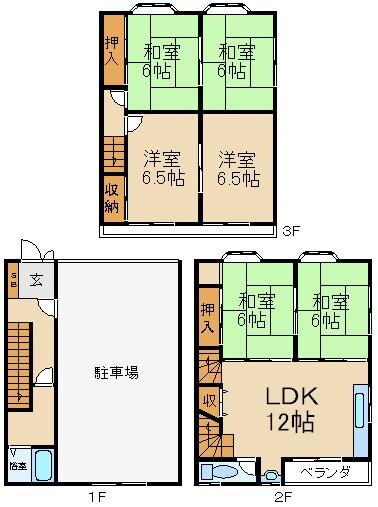 寝屋川市清水町貸家 1階の物件間取画像