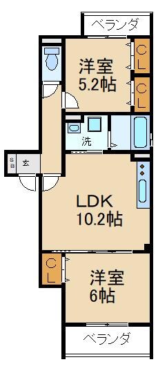 クリエオーレ木田町の物件間取画像