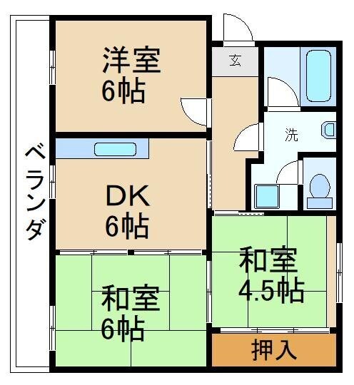 釈尊寺第一住宅６号棟の物件間取画像