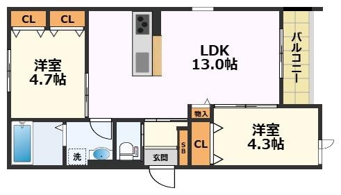 Crystal Green 名古屋駅の物件間取画像