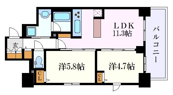 車道駅 徒歩1分 4階の物件間取画像