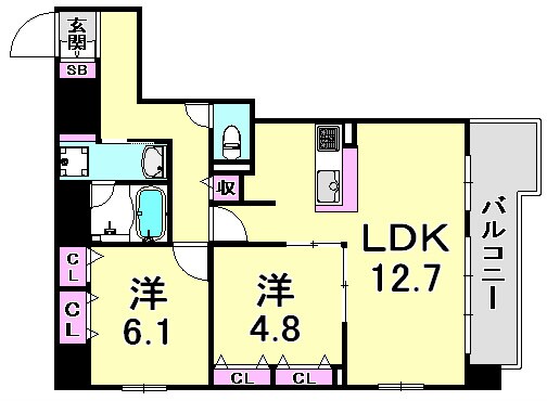 L・Isobe三宮の物件間取画像
