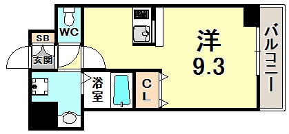 ライジングコート三宮マリーナシティの物件間取画像