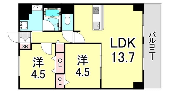 西宮駅 徒歩7分 3階の物件間取画像