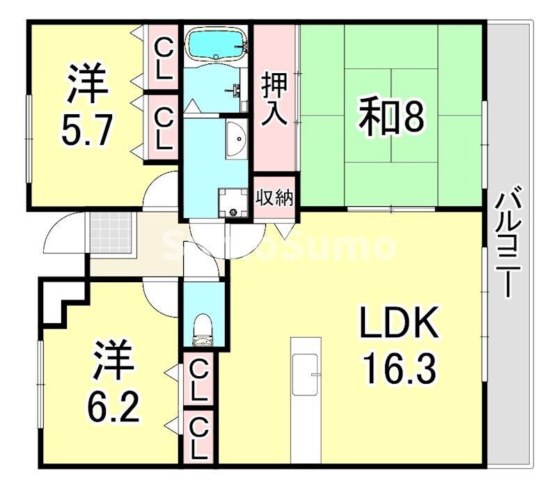 香櫨園駅 徒歩37分 2階の物件間取画像