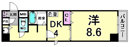 三ノ宮駅 徒歩5分 7階の物件間取画像