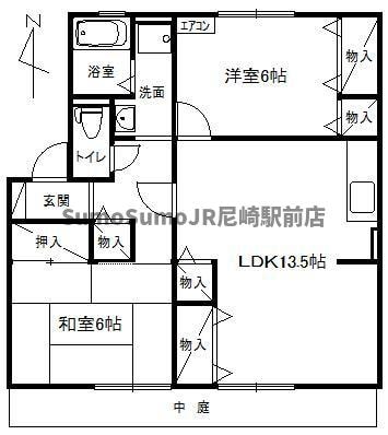 プレステージ芦屋Ｄ棟の物件間取画像