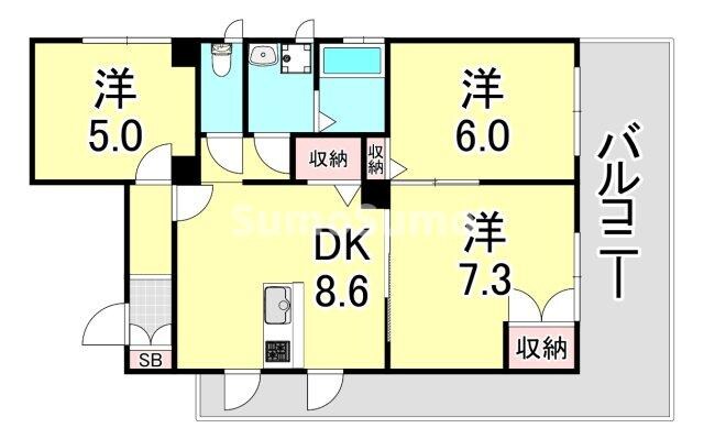 鷹取駅 徒歩10分 1階の物件間取画像