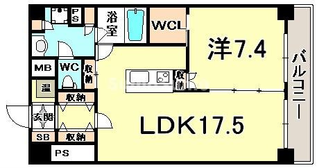 三ノ宮駅 徒歩11分 14階の物件間取画像