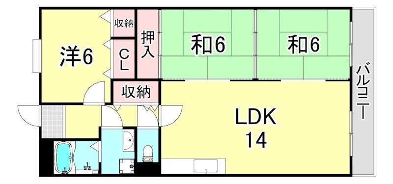 甲子園駅 徒歩15分 2階の物件間取画像