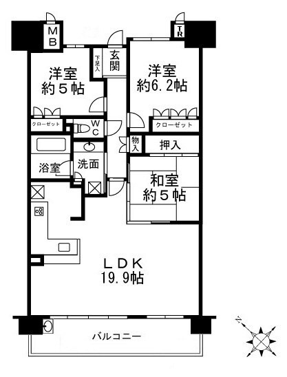 須磨海浜公園駅 徒歩3分 4階の物件間取画像