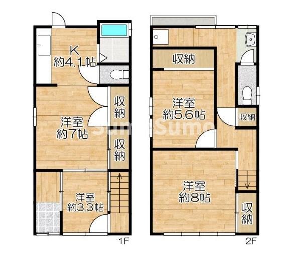 鷹取駅 徒歩4分 1-2階の物件間取画像