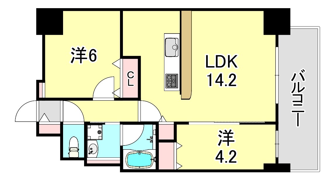 三ノ宮駅 徒歩14分 10階の物件間取画像