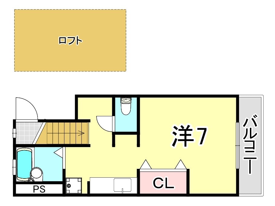 大開駅 徒歩3分 3階の物件間取画像