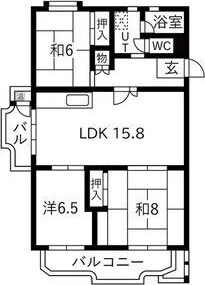 明石大窪住宅4号棟の物件間取画像