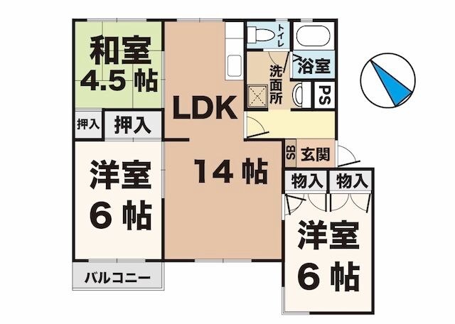 ハイツ北別府の物件間取画像