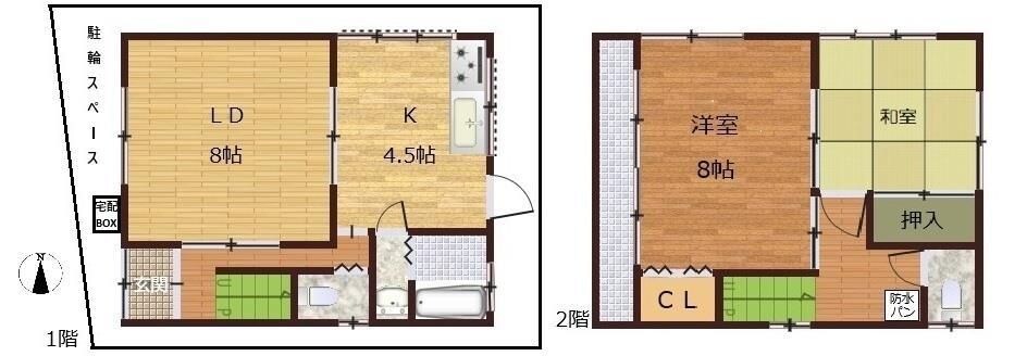 大石北町貸家の物件間取画像