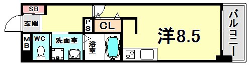 兵庫駅 徒歩3分 9階の物件間取画像