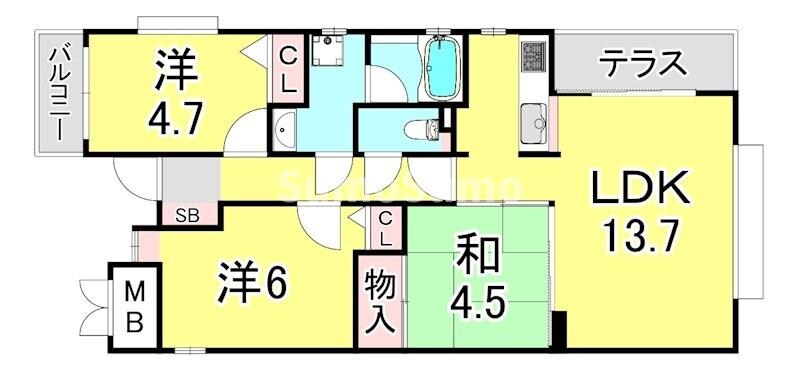 須磨駅 徒歩12分 1階の物件間取画像