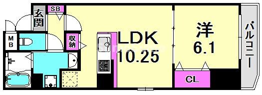 三ノ宮駅 徒歩10分 6階の物件間取画像