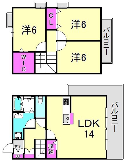 松山タウンハウスC棟の物件間取画像