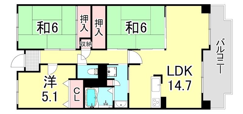 白鷹香枦園マンションの物件間取画像