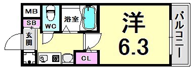 三ノ宮駅 徒歩15分 6階の物件間取画像