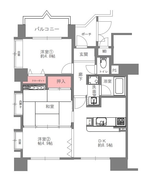 甲南山手駅 徒歩4分 2階の物件間取画像