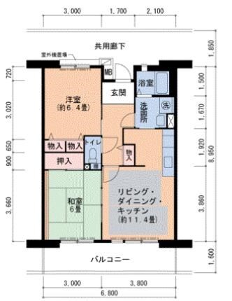 グリーンヒルズ御影3号棟の物件間取画像