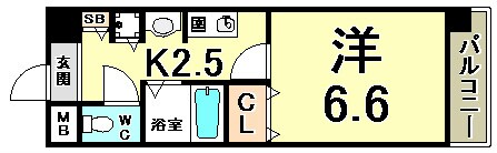 三ノ宮駅 徒歩6分 9階の物件間取画像