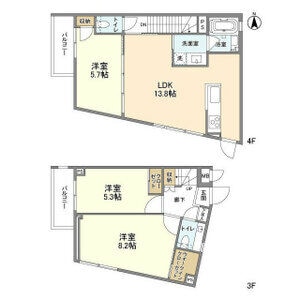 芦屋川駅 徒歩10分 3-4階の物件間取画像