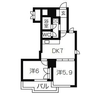 ライオンズマンション三宮磯上公園の物件間取画像