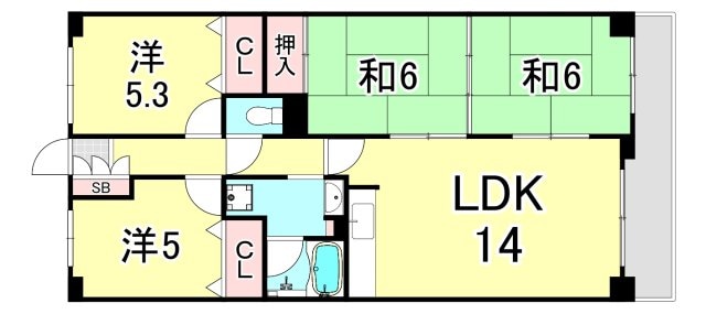 サンロイヤル武庫川サンクの物件間取画像