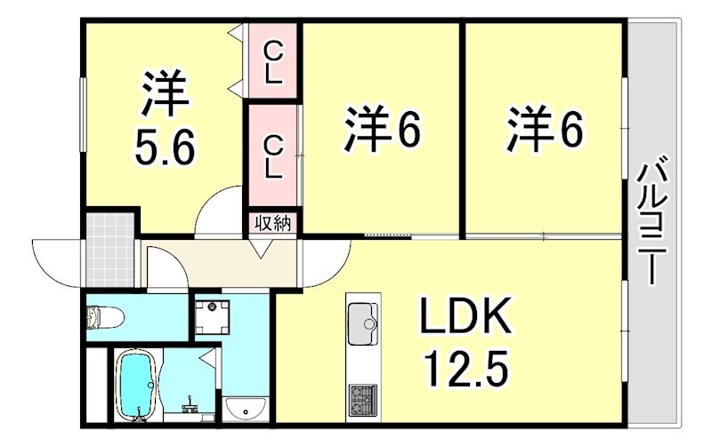 門戸厄神駅 徒歩7分 5階の物件間取画像