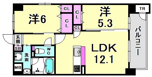 新開地駅 徒歩4分 6階の物件間取画像