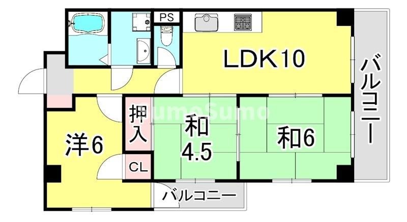 ユニオンハイツ和田岬の物件間取画像