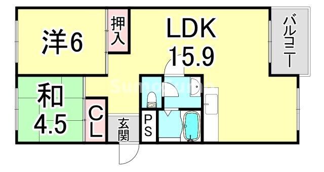 芦屋浜高層（若葉） 1号棟の物件間取画像