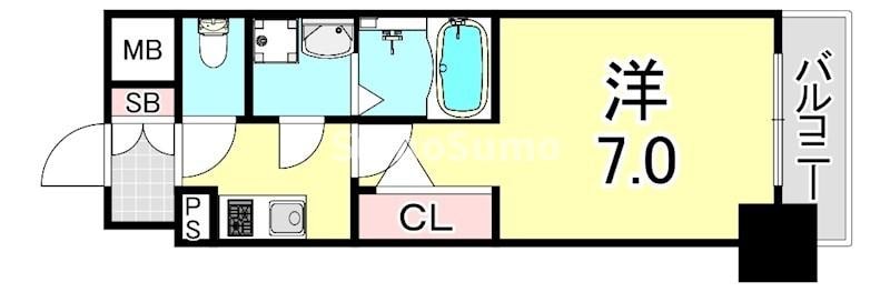 中央市場前駅 徒歩5分 5階の物件間取画像