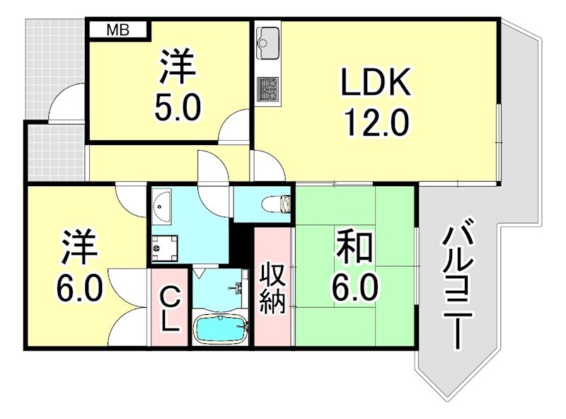 垂水駅 バス15分  山陽バス桃山台3丁目下車：停歩1分 3階の物件間取画像