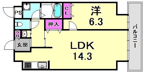 三ノ宮駅 徒歩12分 8階の物件間取画像