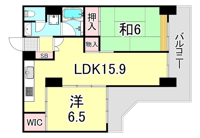 武庫川団地前駅 徒歩7分 5階の物件間取画像