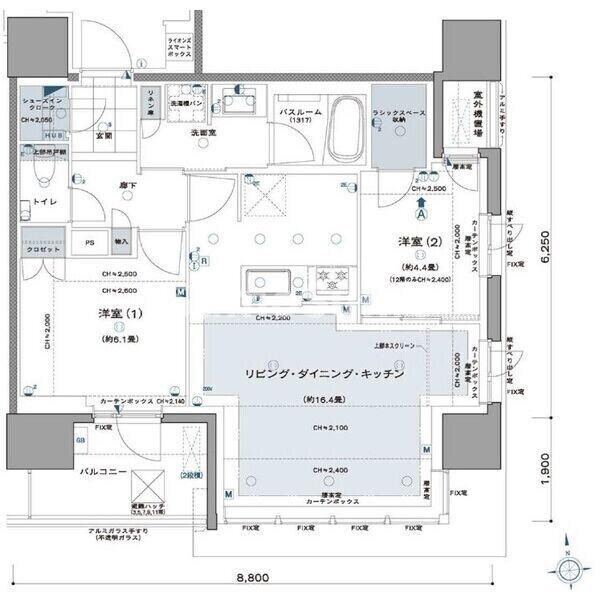 大濠公園駅 徒歩2分 7階の物件間取画像
