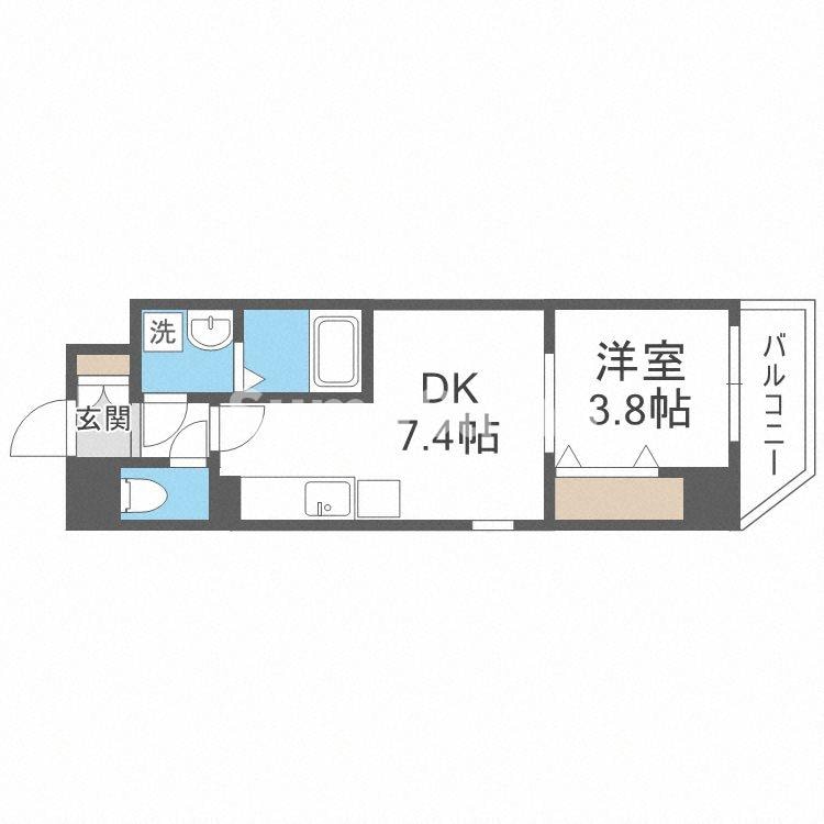 谷町四丁目駅 徒歩2分 2階の物件間取画像