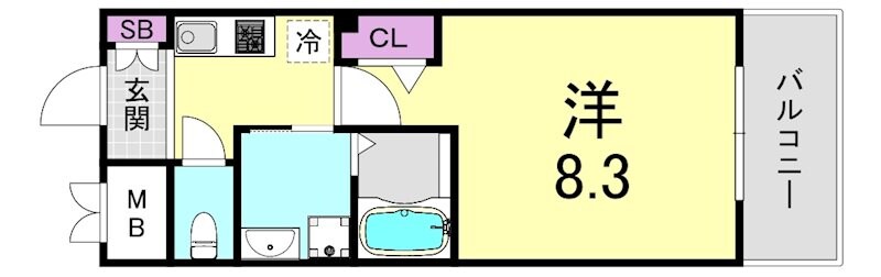 阿波座駅 徒歩5分 2階の物件間取画像