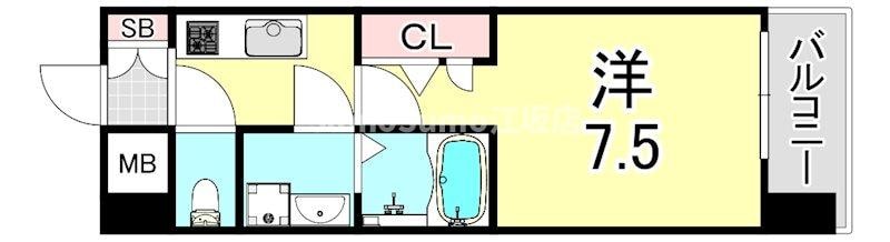 江坂駅 徒歩9分 9階の物件間取画像